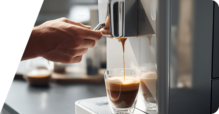 Coffee machine pouring espresso